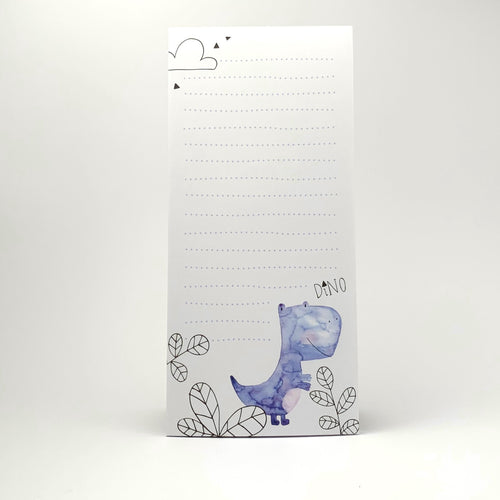 Notizblock Hochformat mit blauem Dino hergestellt von fuerdiekleinen aus Österreich