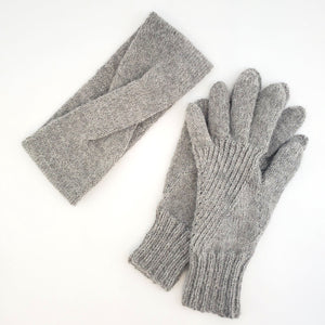 Stirnband und Handschuhe Grau aus Alpaka Wolle von Enzlgood Alpakas aus Österreich