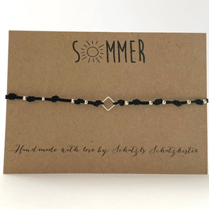 Schwarzes Fußband mit Viereck mit Karte Sommer hergestellt von Schatzl Schatzkisterl aus Österreich
